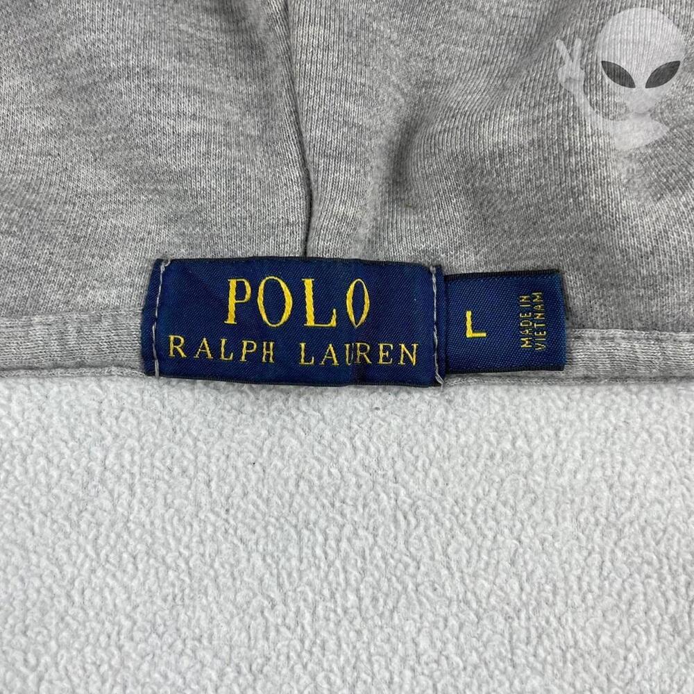Polo Ralph Lauren Full Zip Hoodie Large Grey USA Big Pony Jacket Vintage 90s - Picture 5 of 6